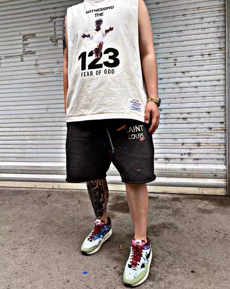 RRR123 x Fear OF God joint black print vest