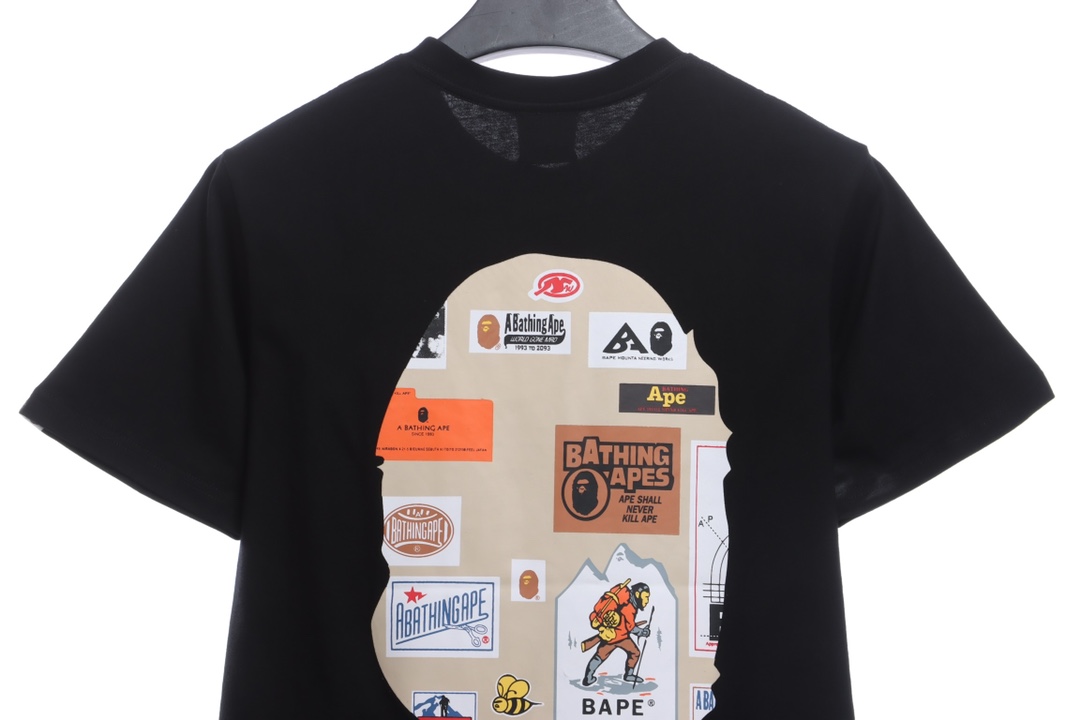 BAPE ape-man initials pattern label printing short sleeves