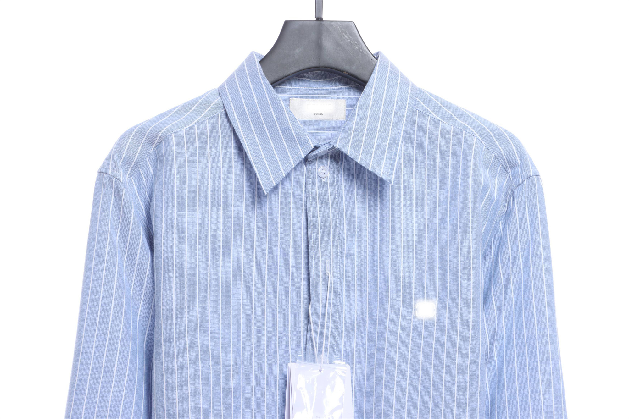 C3  Small Embroidered Vertical Stripe Long Sleeve Shirt