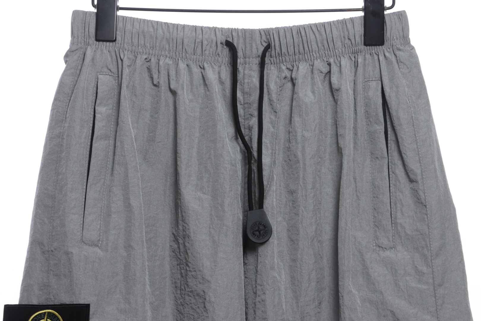 Stone Island Side compass large embroidered shorts gray