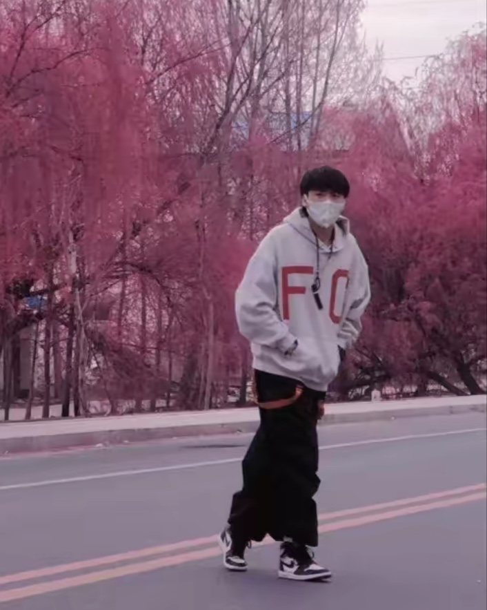 FOG large LOGO red flocked hoodie