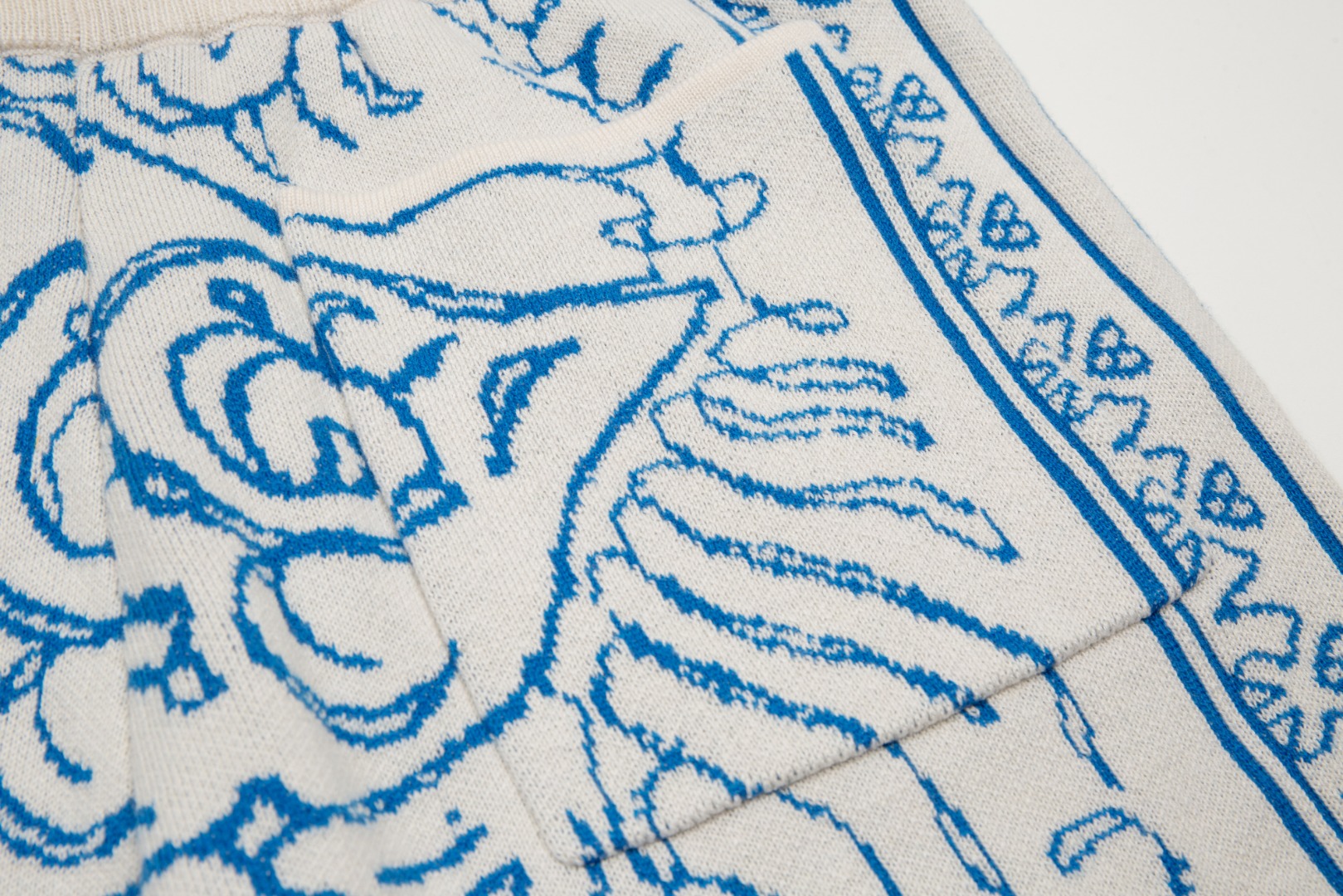 Rhud3 2023ss men's and women's identical Danube blue knitted shorts