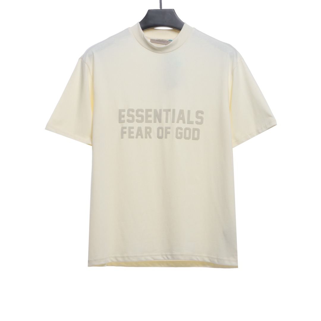 Essenti@ls Double line double row large letter flocking short sleeves