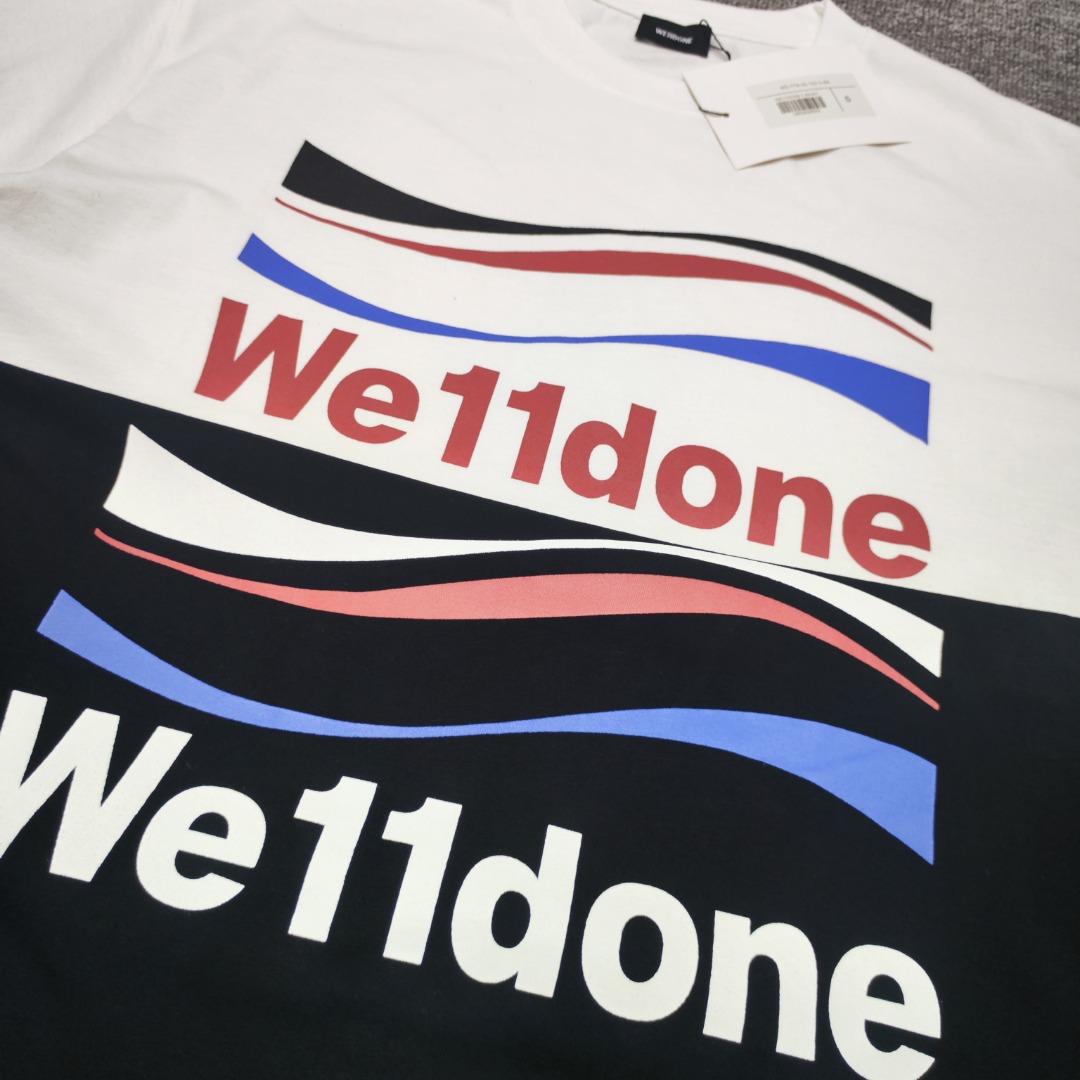 WE11D0NETRACK Sea wave with three stripes T-Shirt