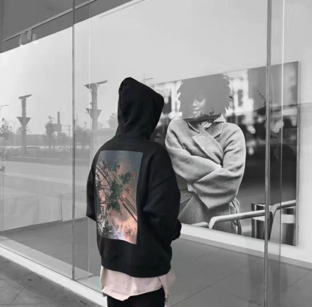 FOG ESSENTIALS Double Thread Floral Fleece Oversized Hoodie