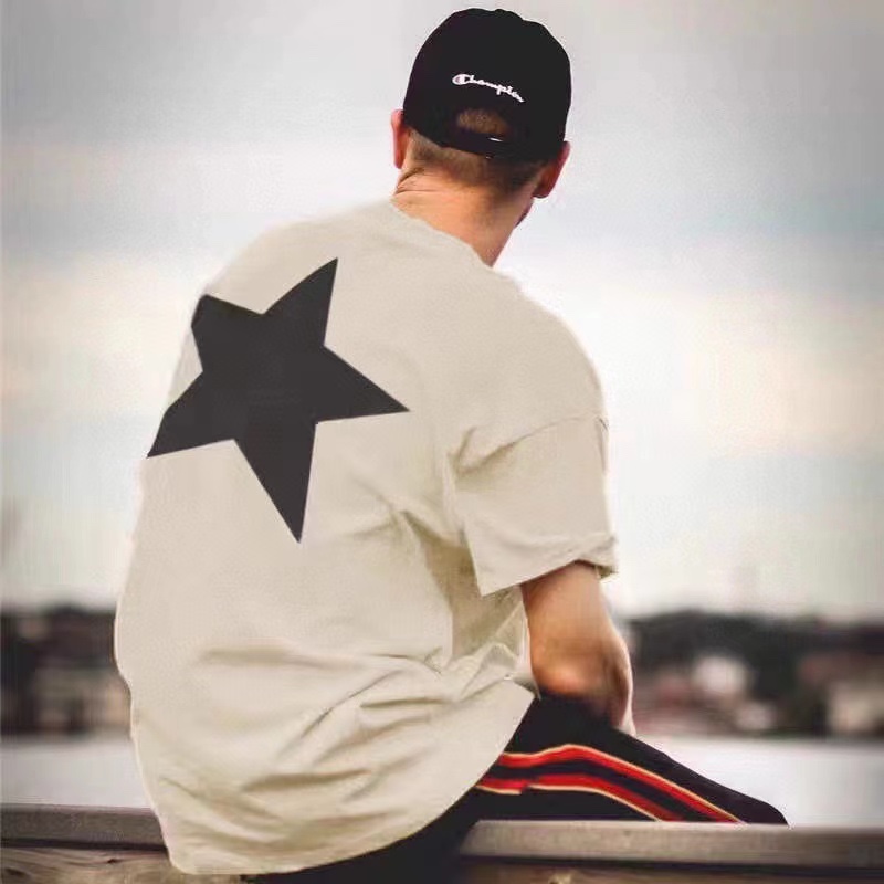 Fear of god  Essentials back five-pointed star print short-sleeved T-shirt
