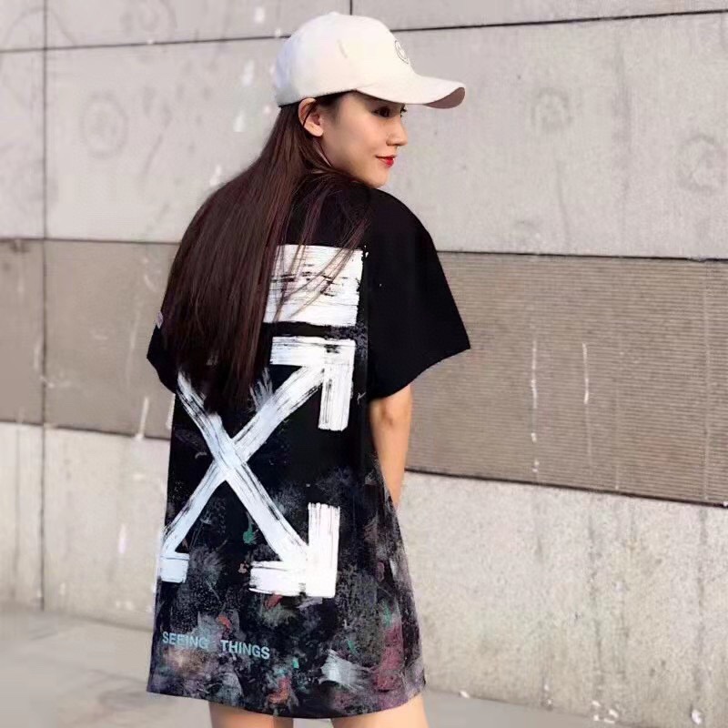 OW starry sky fireworks splash ink arrow short sleeves