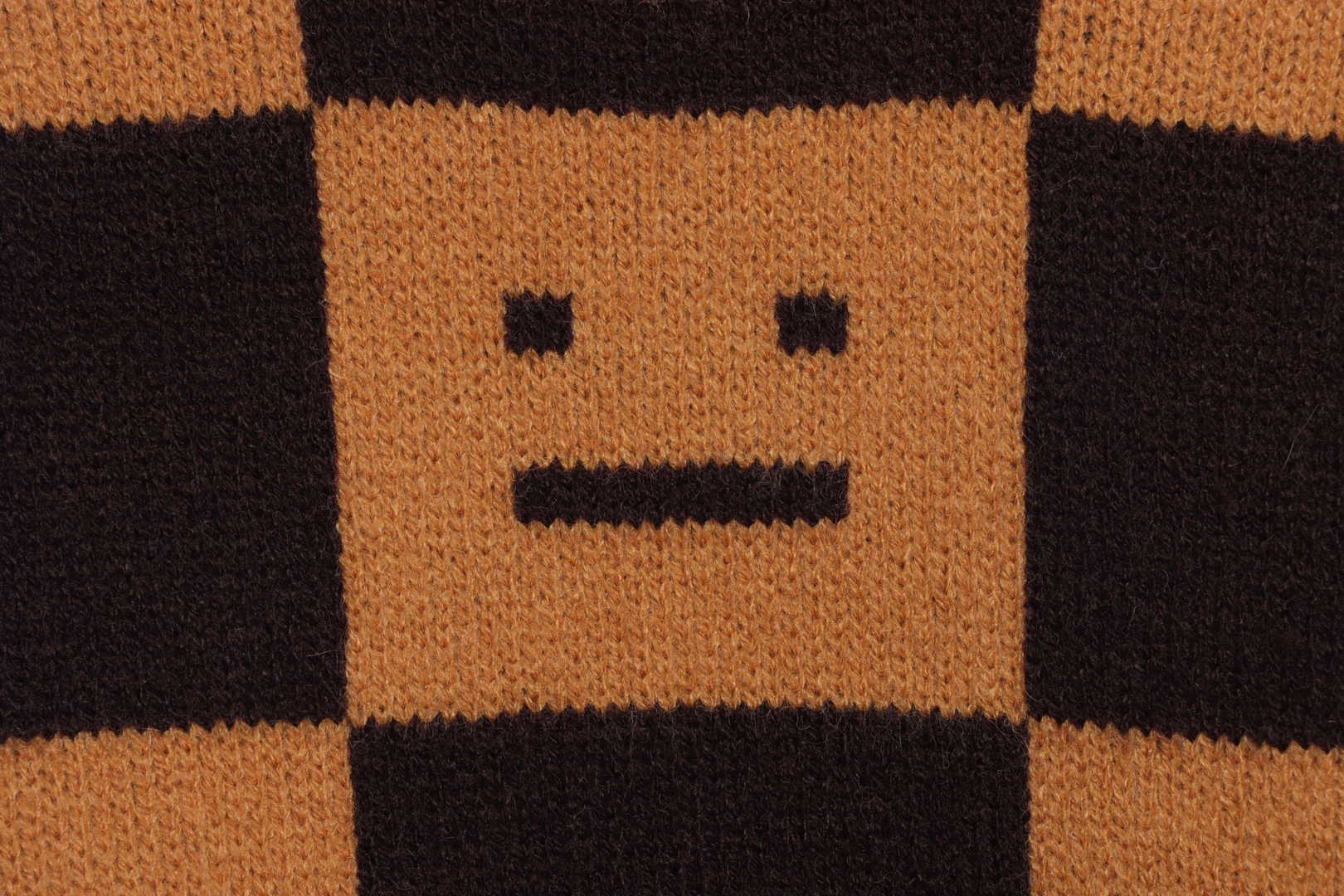 22S SACNE STUDIOS Checkerboard Square Smiley Crew Neck Sweater