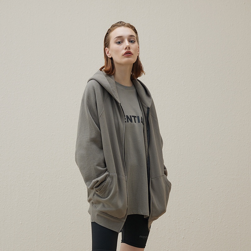 Double Line Back Silicone Lettering Zip Hoodie