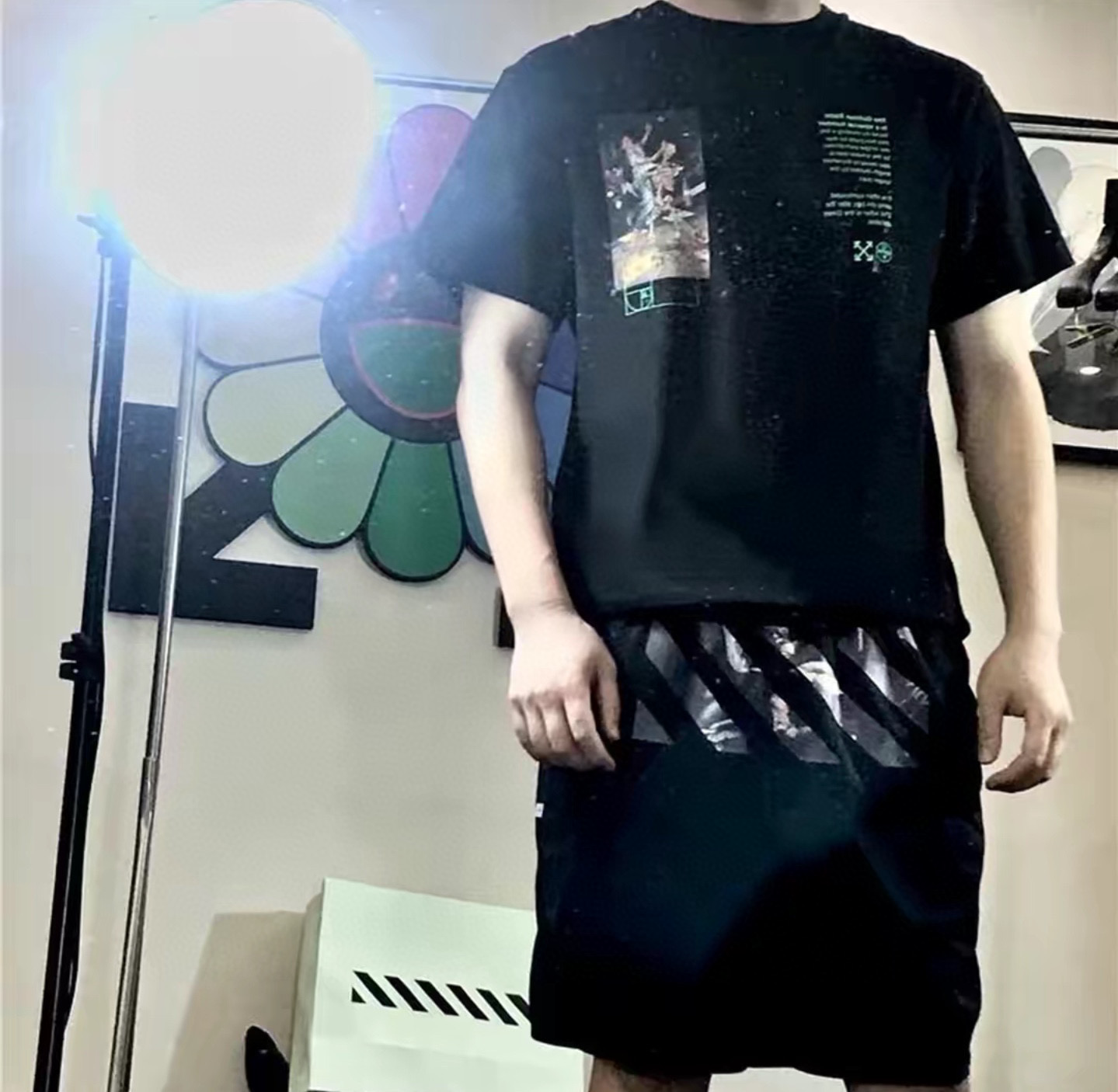 OW logo twill printed shorts