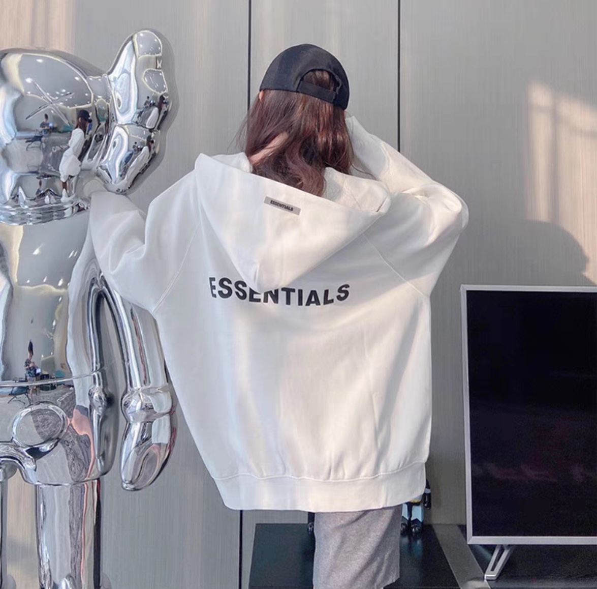 Double Line Back Silicone Lettering Zip Hoodie