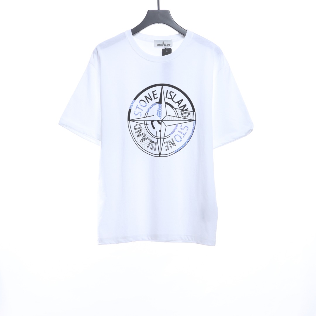 Stone Island Grid Compass Print Short Sleeve