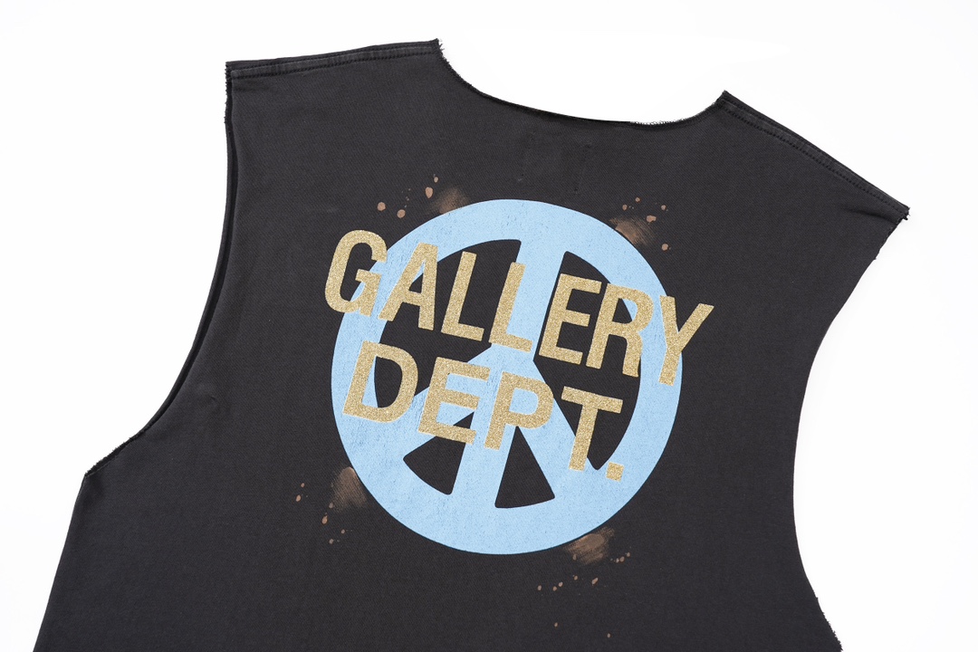 Gallery Dep Make old sleeveless shoulder color letter printed short-sleeved T-shirts