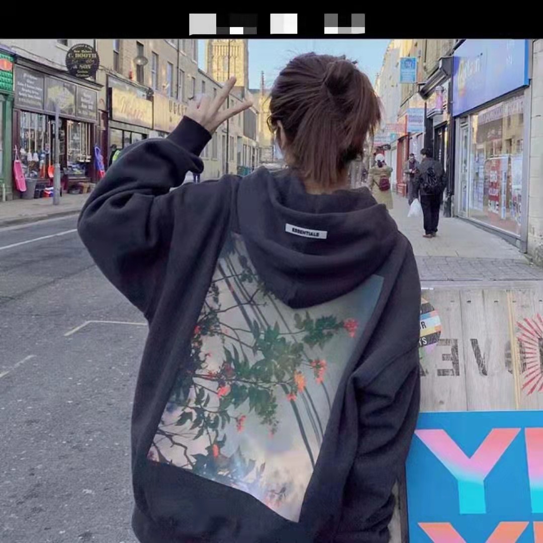 FOG ESSENTIALS Double Thread Floral Fleece Oversized Hoodie