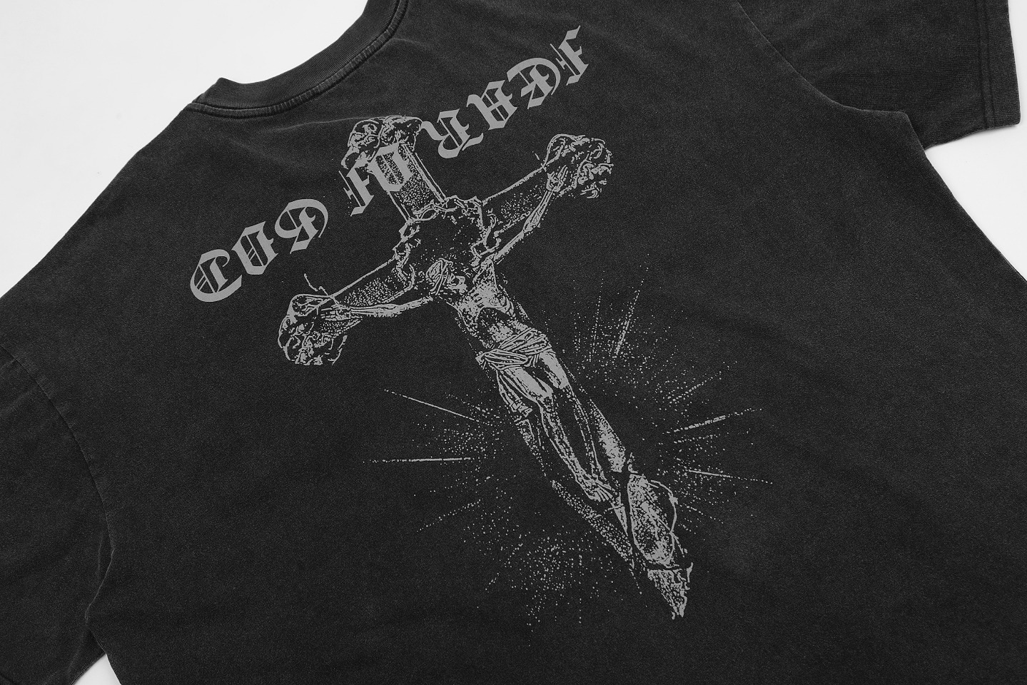 Fear Of God / Essentials style vintage washing handstand cross cross printing short sleeves