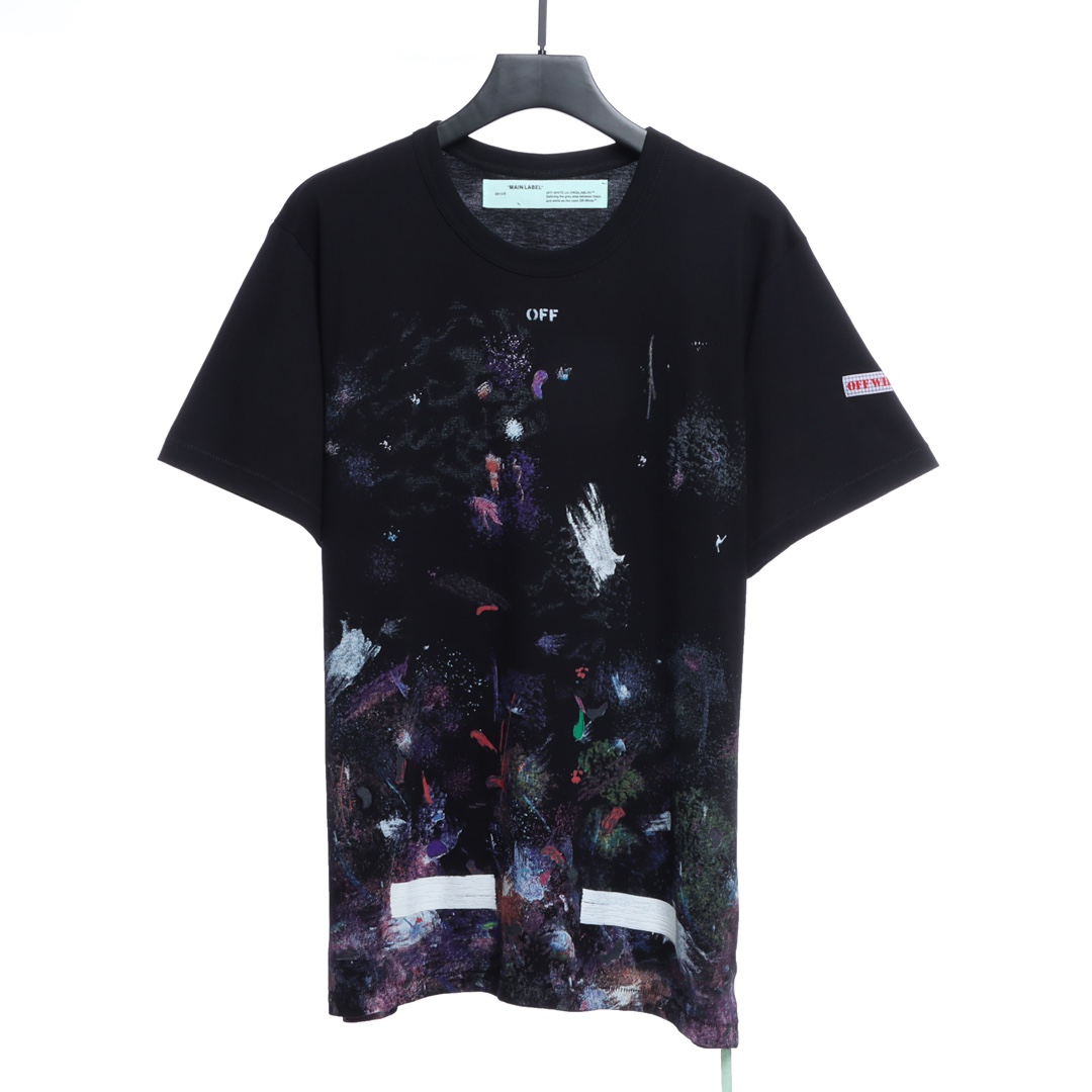 OW starry sky fireworks splash ink arrow short sleeves