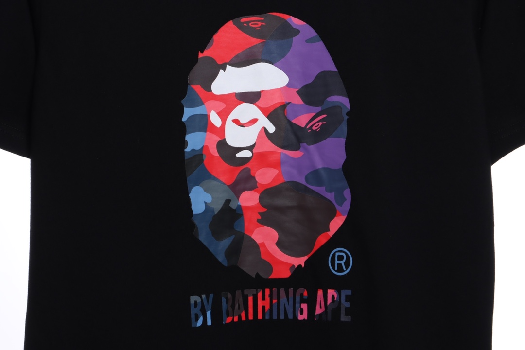 BAPE ape head multicolor block camouflage short sleeves