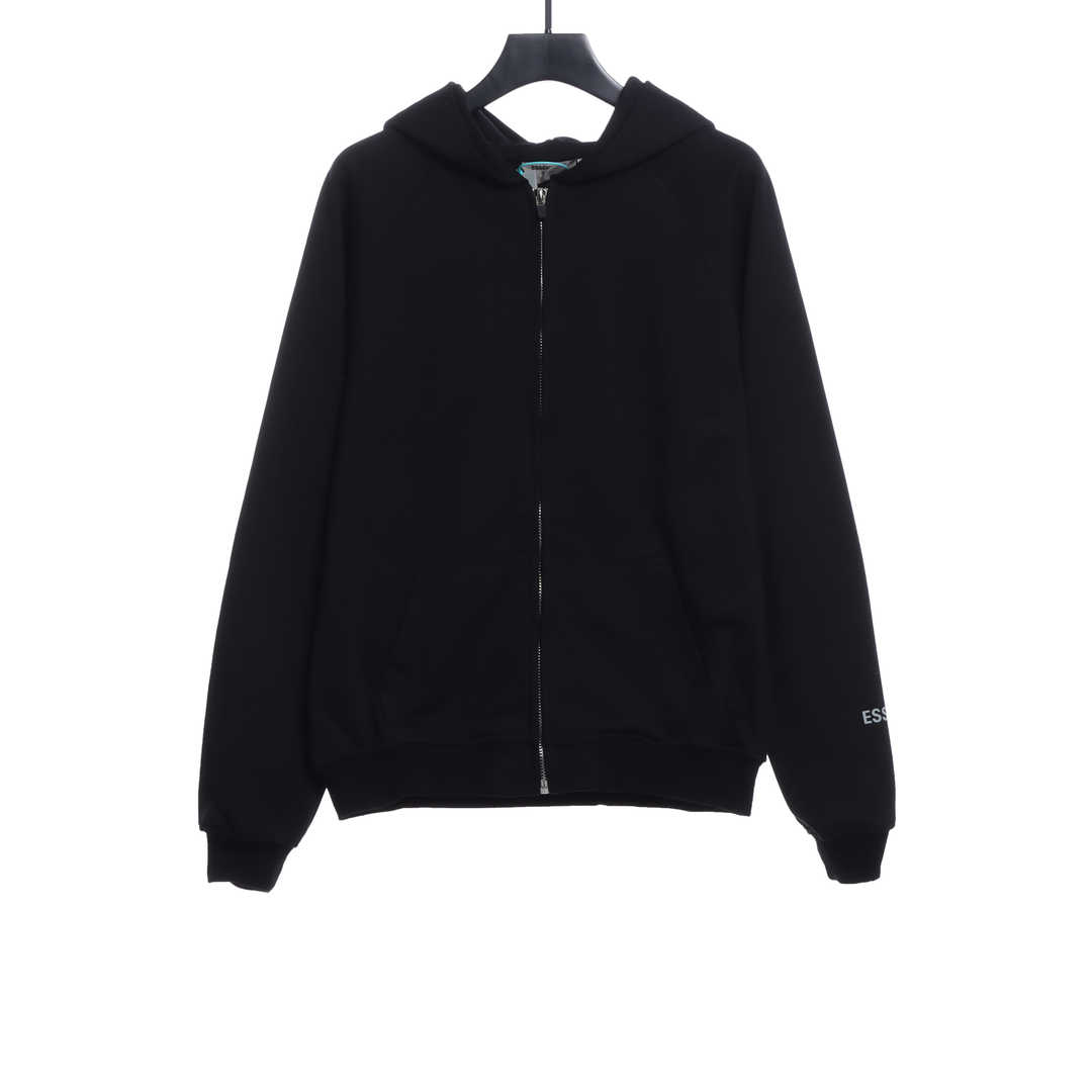 Double Line Back Silicone Lettering Zip Hoodie