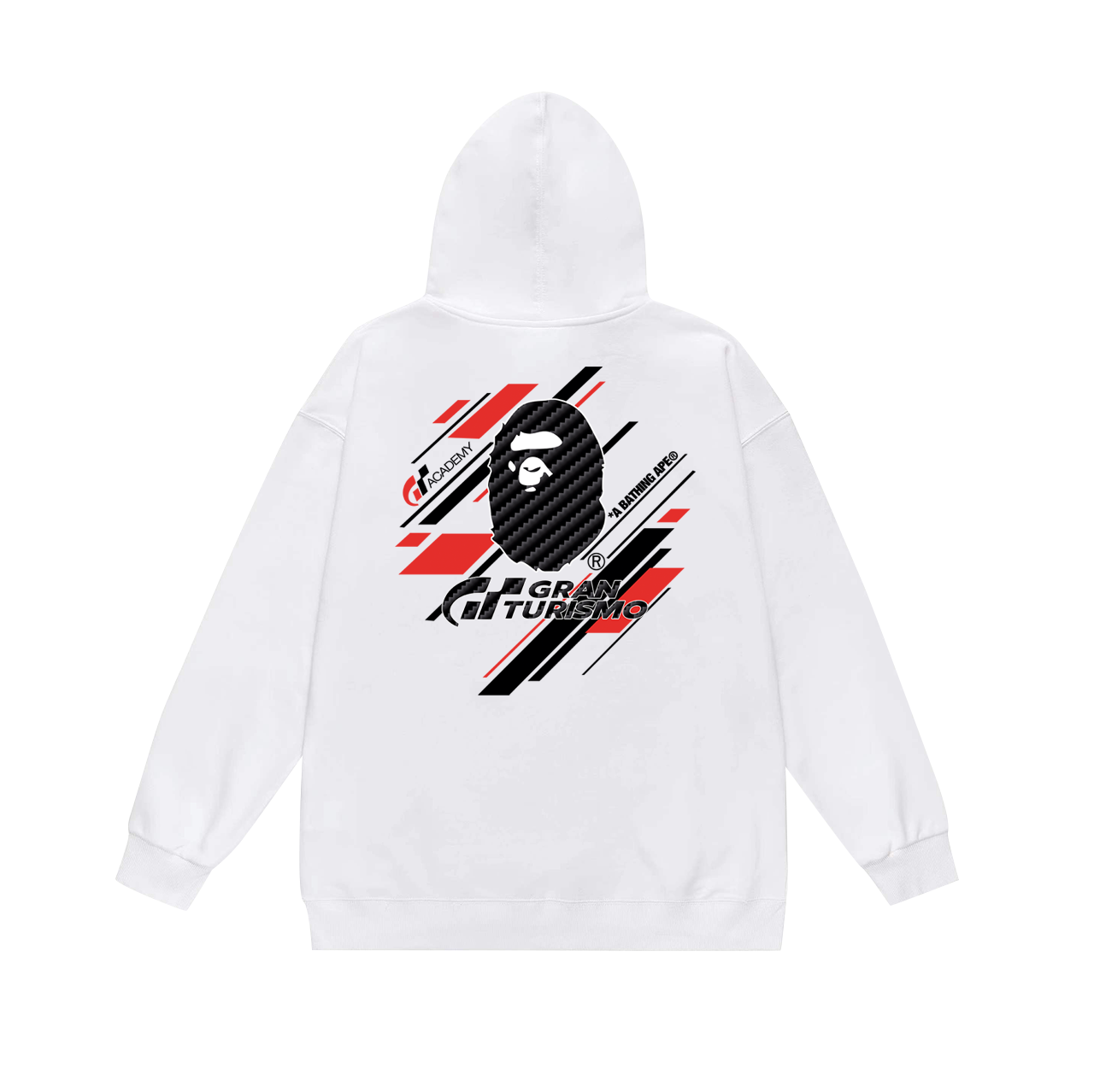 BAPE × Gran Turismo collaboration diagonal-striped Ape Head logo hoodie