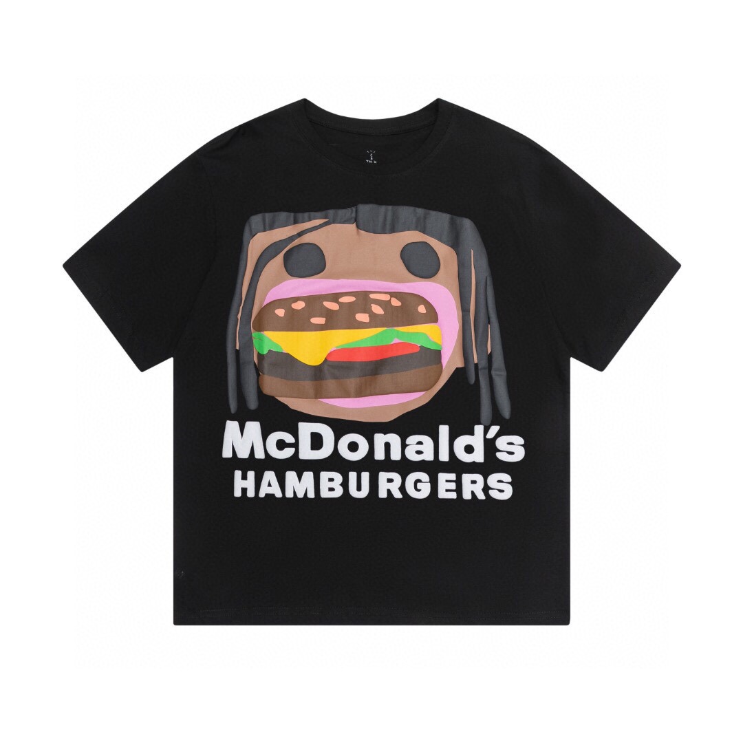 Travis Scott Foam hamburger mouth pattern short sleeves