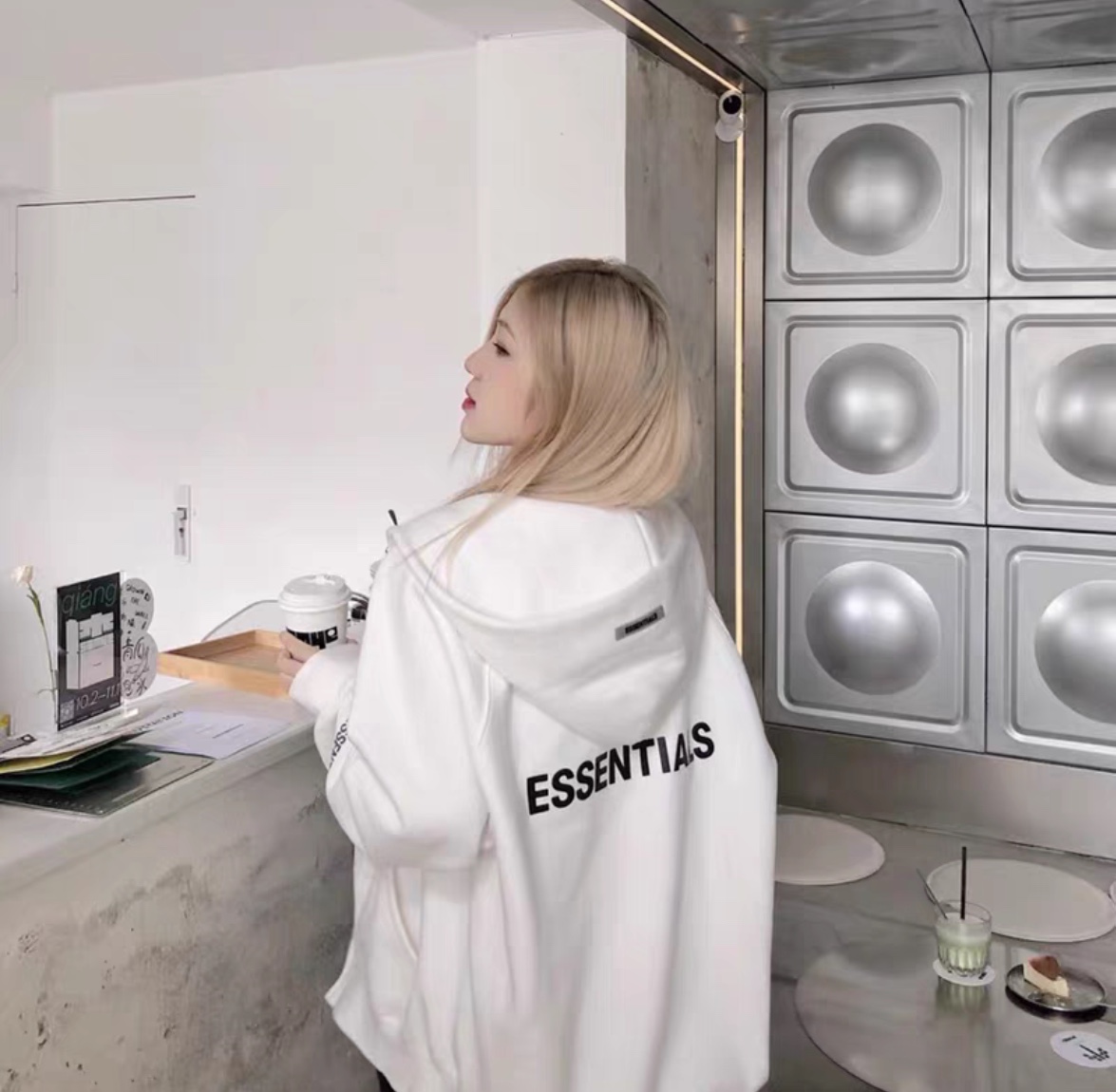 Double Line Back Silicone Lettering Zip Hoodie