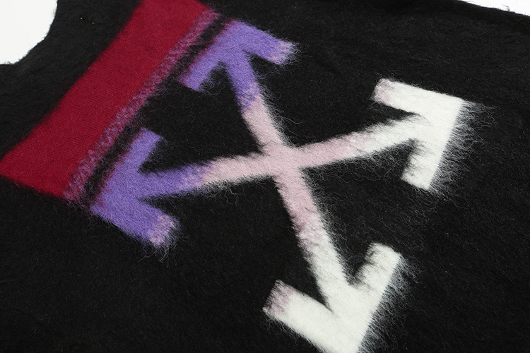 Off White black and red color-block long-sleeve sweater