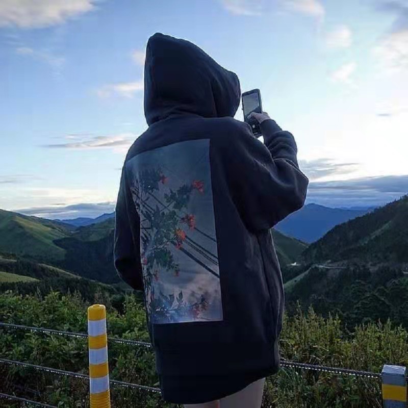 FOG ESSENTIALS Double Thread Floral Fleece Oversized Hoodie