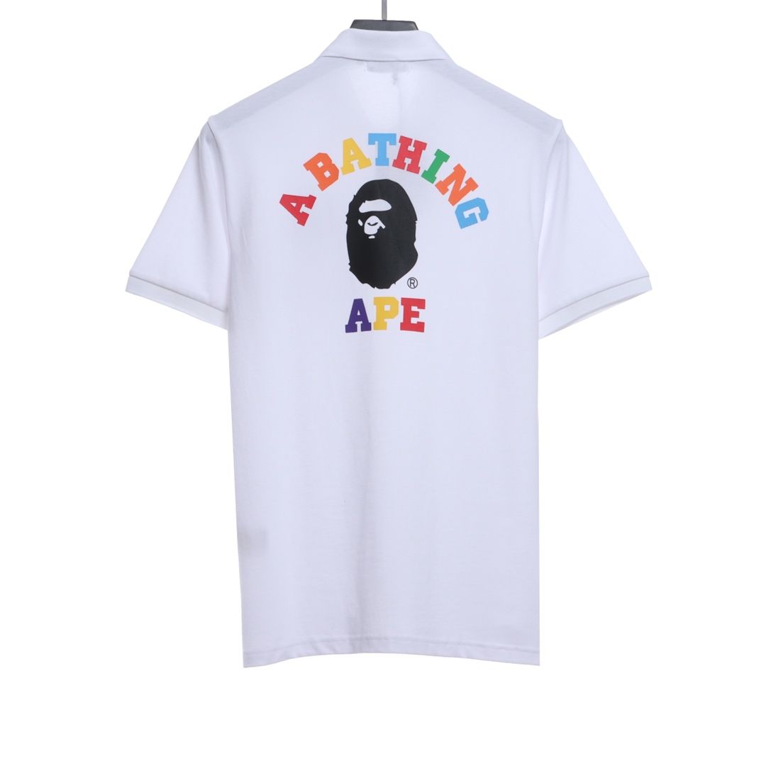 BAPE back colorful letter printing POLO short sleeves