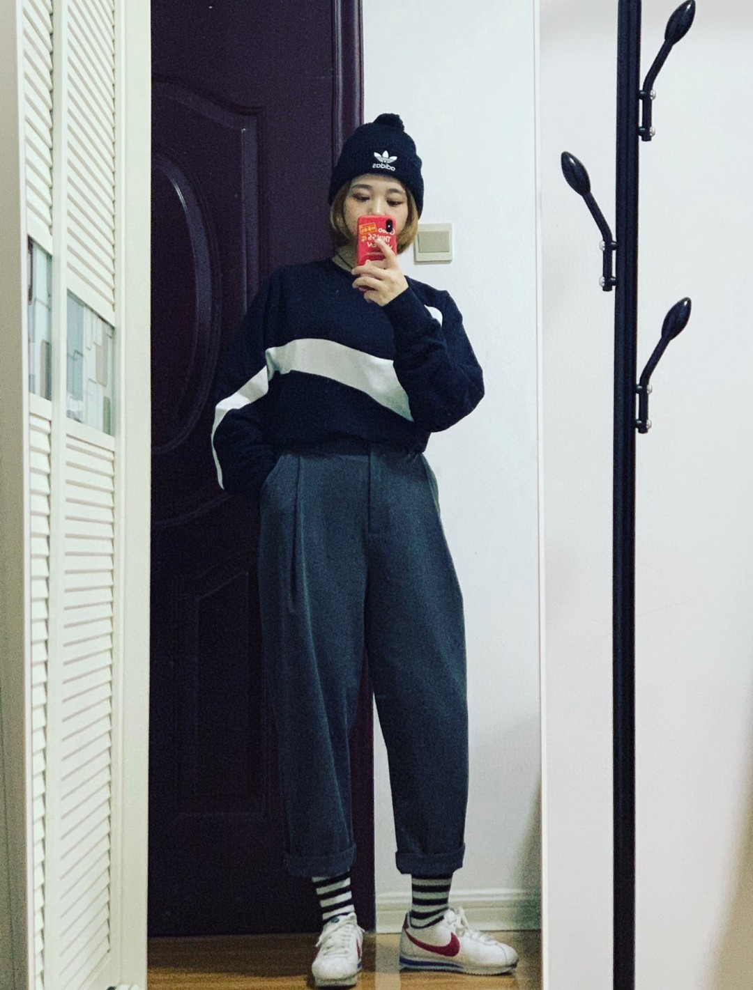 Nike  big hook patchwork round neck sweatshirt Hoodie