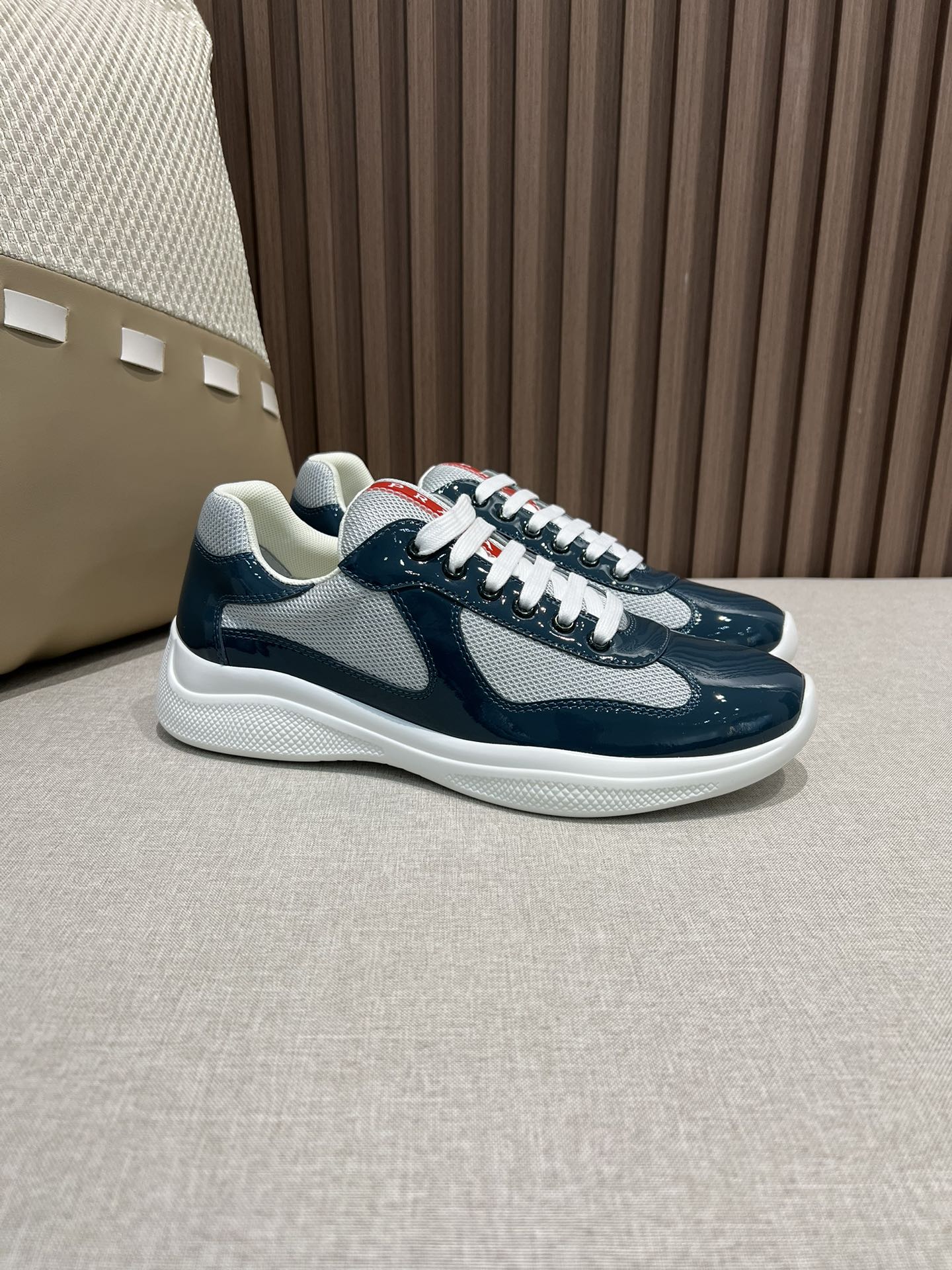 Prada Patent leather and technical fabric Prada America's Cup sneakers