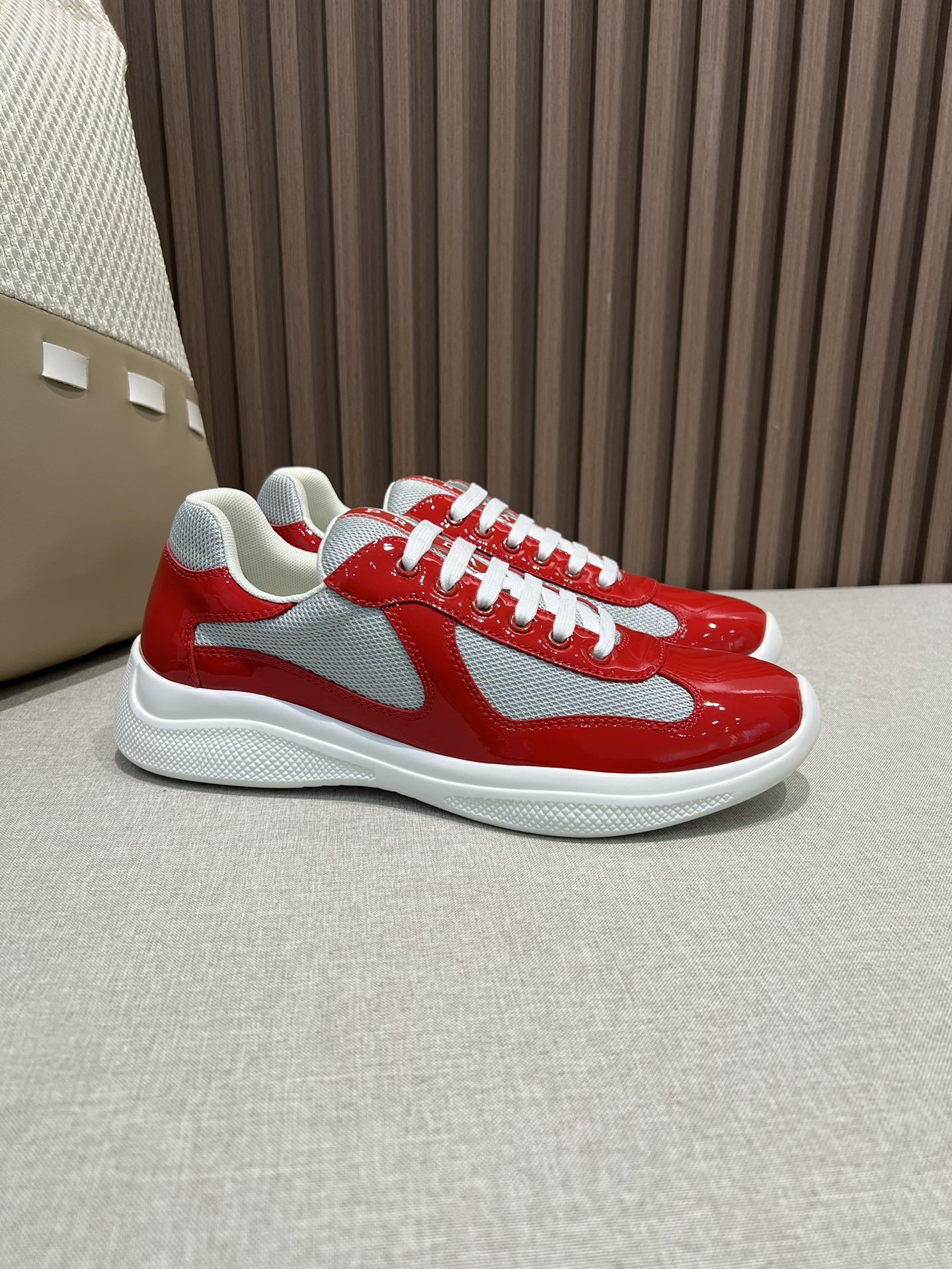 Prada Patent leather and technical fabric Prada America's Cup sneakers