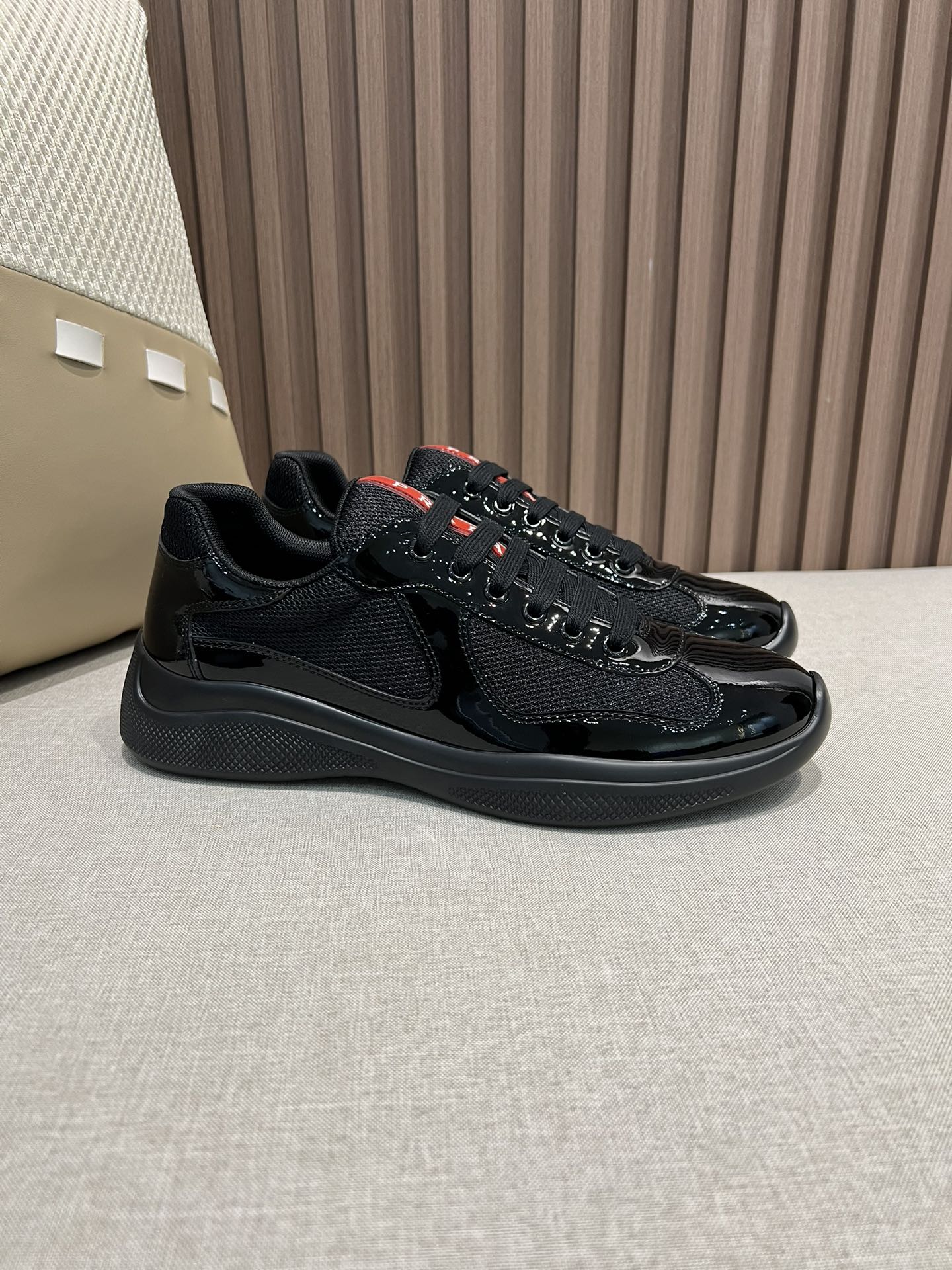 Prada Patent leather and technical fabric Prada America's Cup sneakers