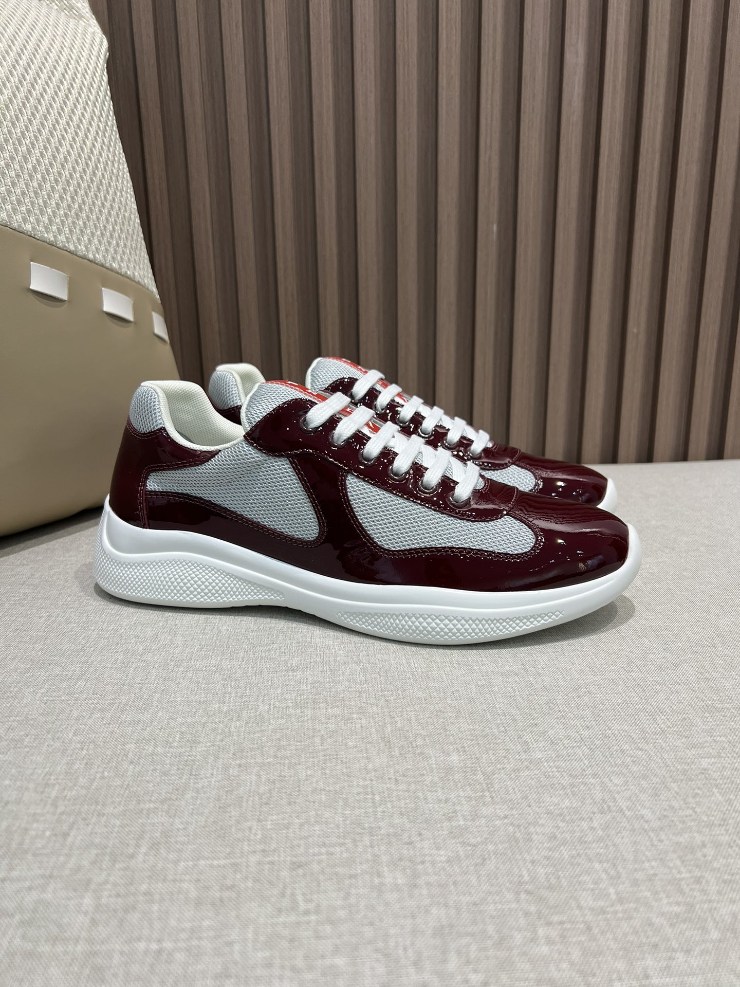 Prada Patent leather and technical fabric Prada America's Cup sneakers