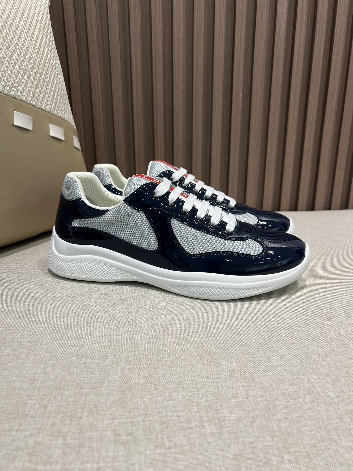 Prada Patent leather and technical fabric Prada America's Cup sneakers