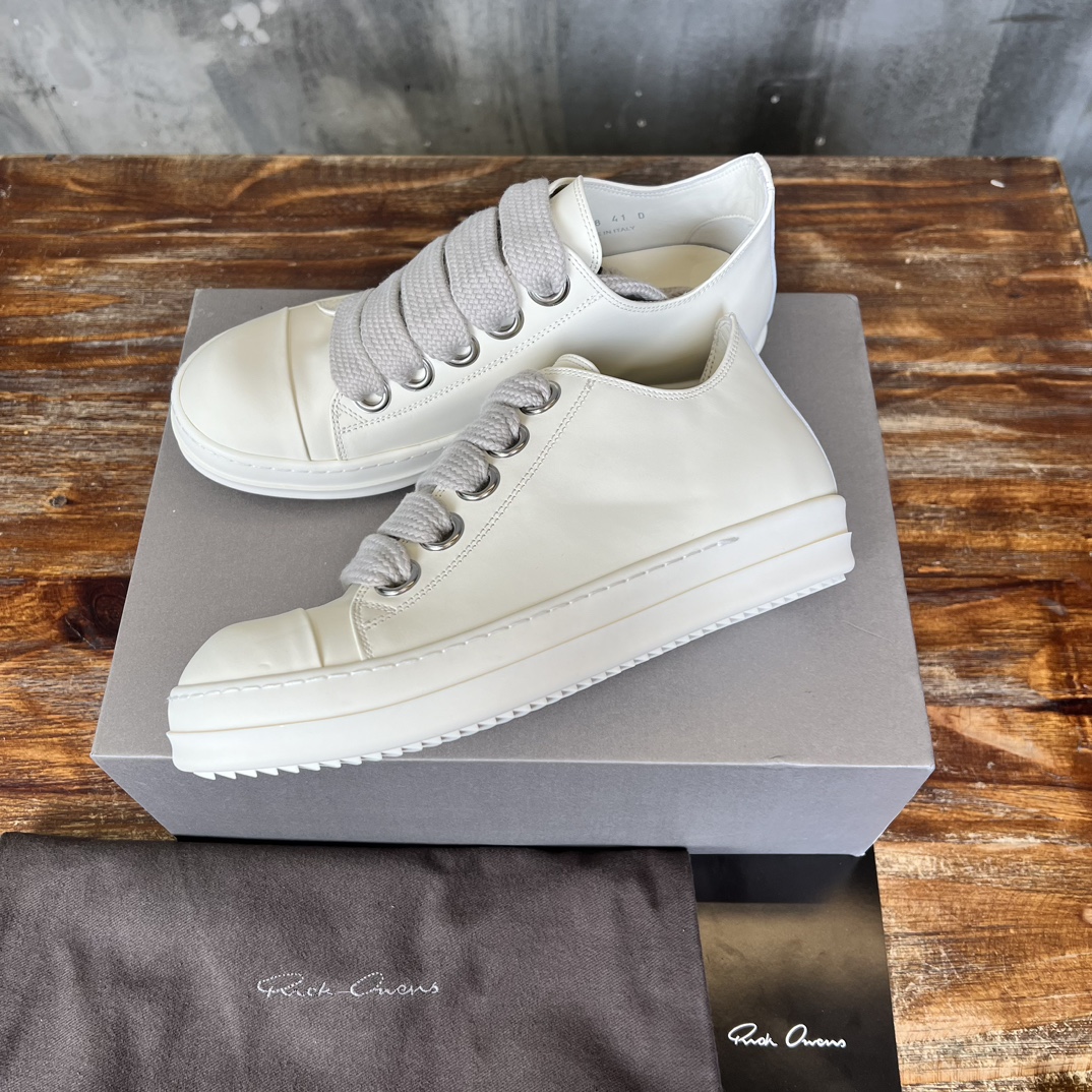 Rick Owens low white leather