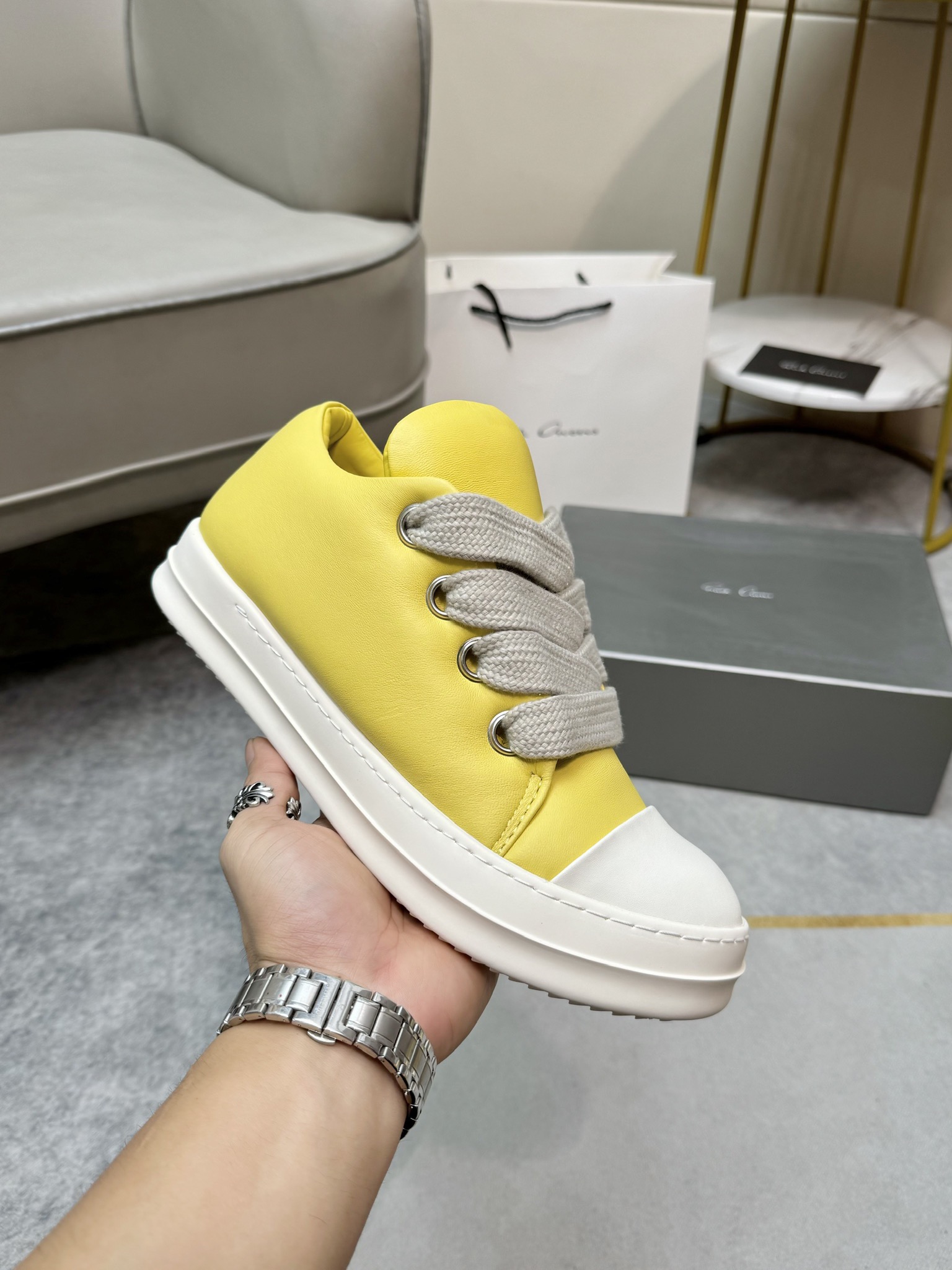Rick Owens low yellow leather