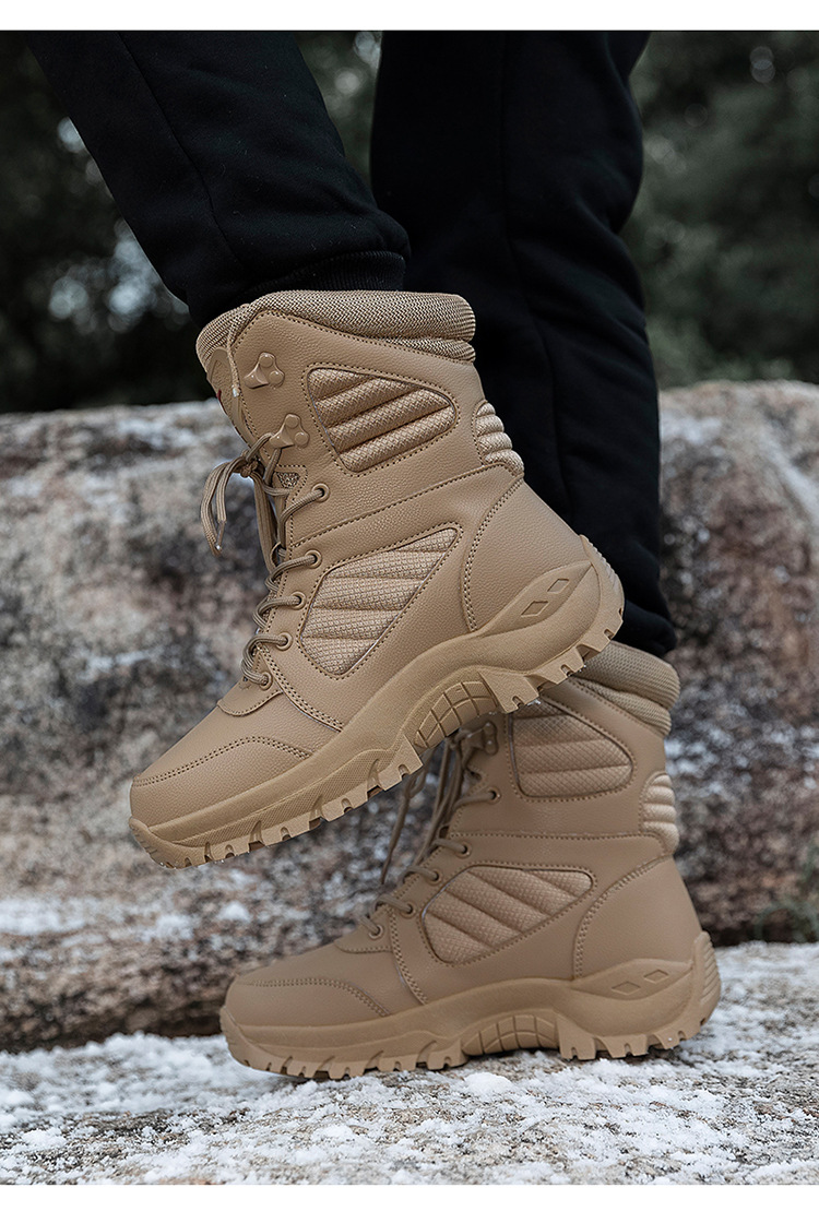 Winter outdoor tactical boots, combat training boots, men's high-top boots, hiking boots, outdoor non-slip desert boots