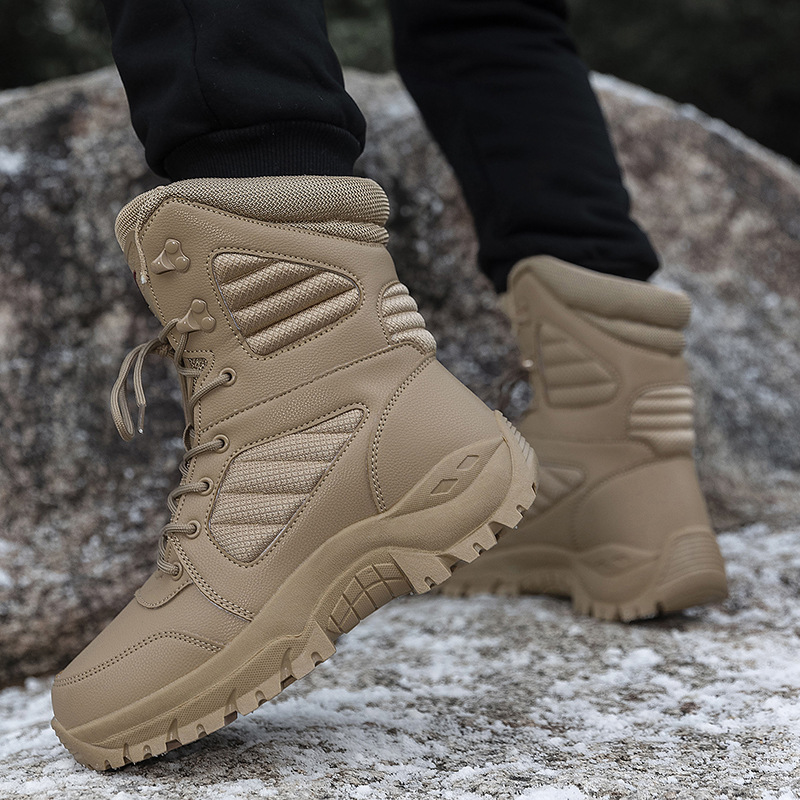 Winter outdoor tactical boots, combat training boots, men's high-top boots, hiking boots, outdoor non-slip desert boots