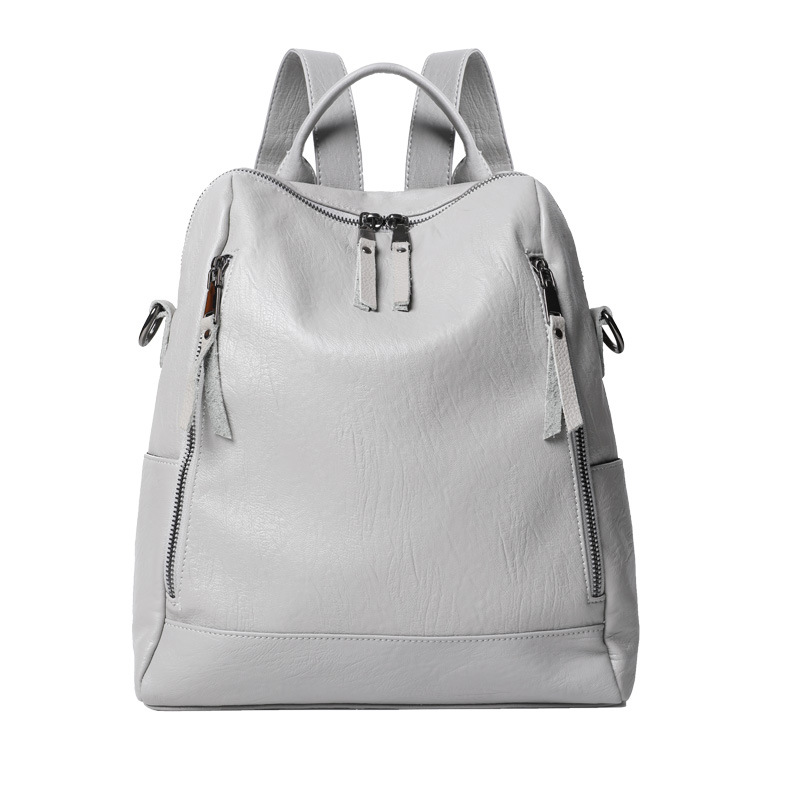 Backpack Women's Bucket-shaped Youth Casual School Bag Soft Leather European and American Trendy Simple Backpack