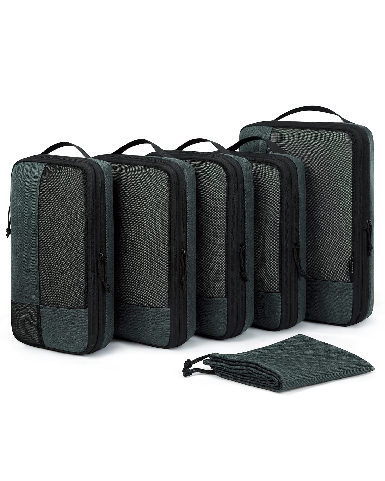 BAGSMART Compression Packing Cubes for Travel, 6 Set Expandable Foldable Lightweight Luggage Suitcase Organizers Storage Bags for Travel Accessories Essentials, Green