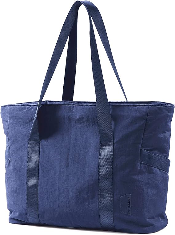BAGSMART Tote Bag for Women Shoulder Handbags Yoga Mat Bag, Travel Duffel Bag Gym Bag Weekender Overnight Bag for Sports School Work, Multipurpose, Navy Blue