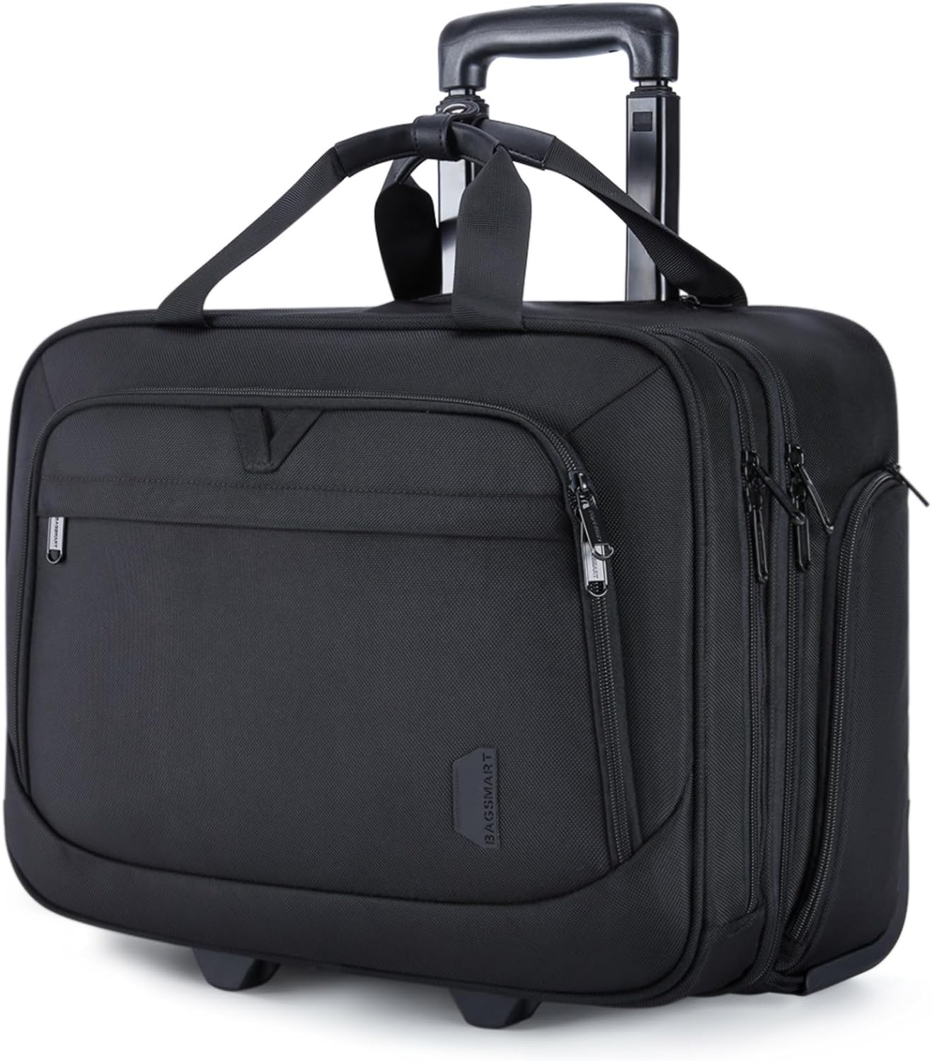 BAGSMART 17.3” Rolling Laptop Bag Briefcase, Computer Bag Laptop  Case Carry-on Luggage Bag with Wheels for Work Business Travel, Women & Men, Black