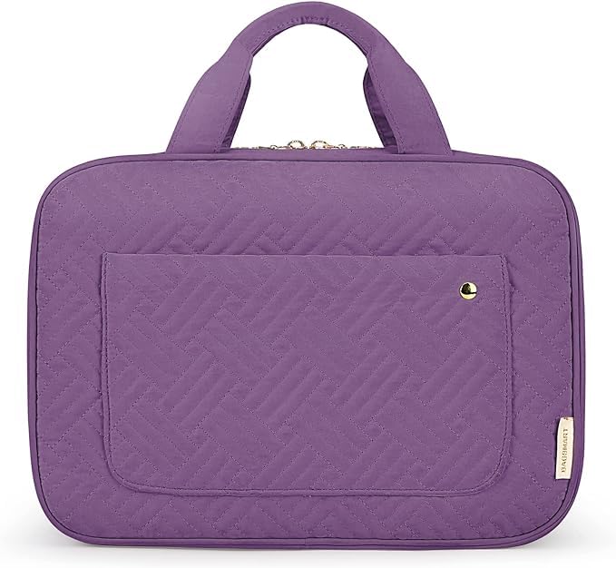 BAGSMART Large Size Toiletry Bag Travel Bag with Hanging Hook, Water-resistant Makeup Cosmetic Bag Travel Toiletries Organizer for Women Men, Full Sized Container, Purple