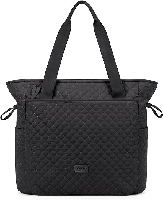 BAGSMART Large Tote Bag for Women, Fashion Shoulder Handbags Top Handle Ladies Purses, 25L Satchel Hobo Bag with Zipper for Work School Travel, Weekender Overnight Duffle Bag, Black