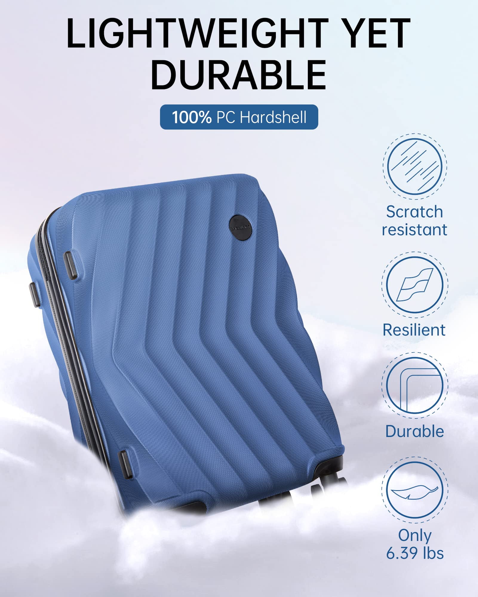 BAGSMART Hardside Carry On Luggage, 22