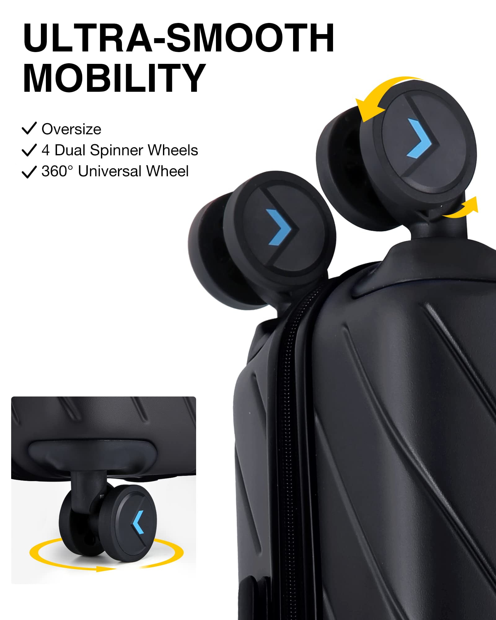 BAGSMART Hardside Carry On Luggage Suitcase, 22