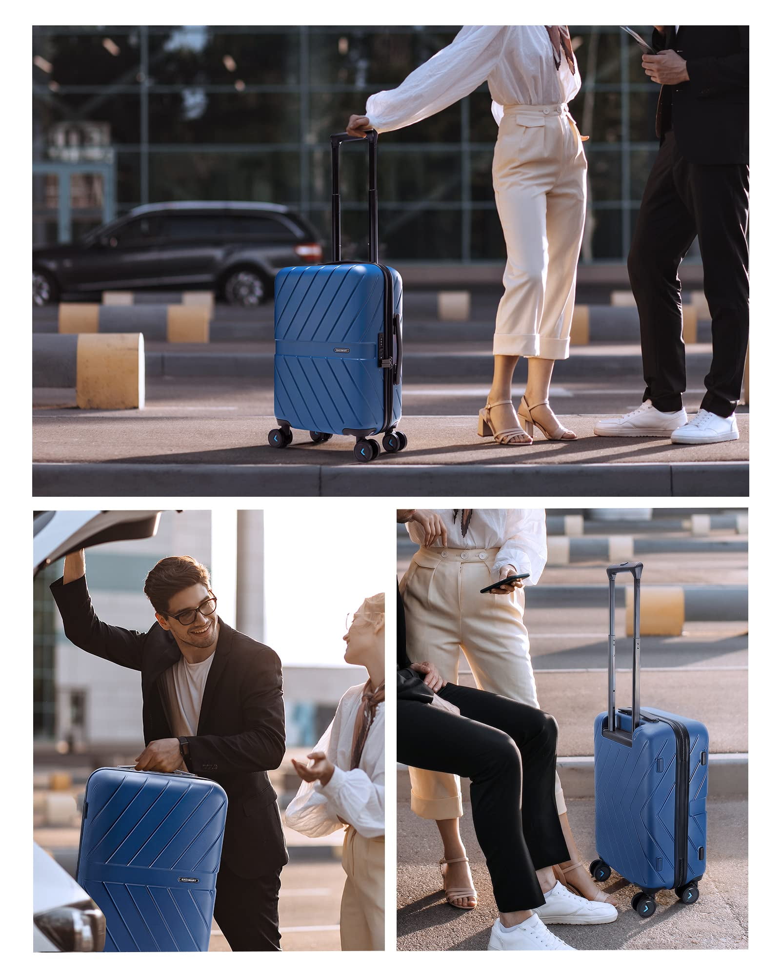 BAGSMART Hardside Carry On Luggage Suitcase, 22