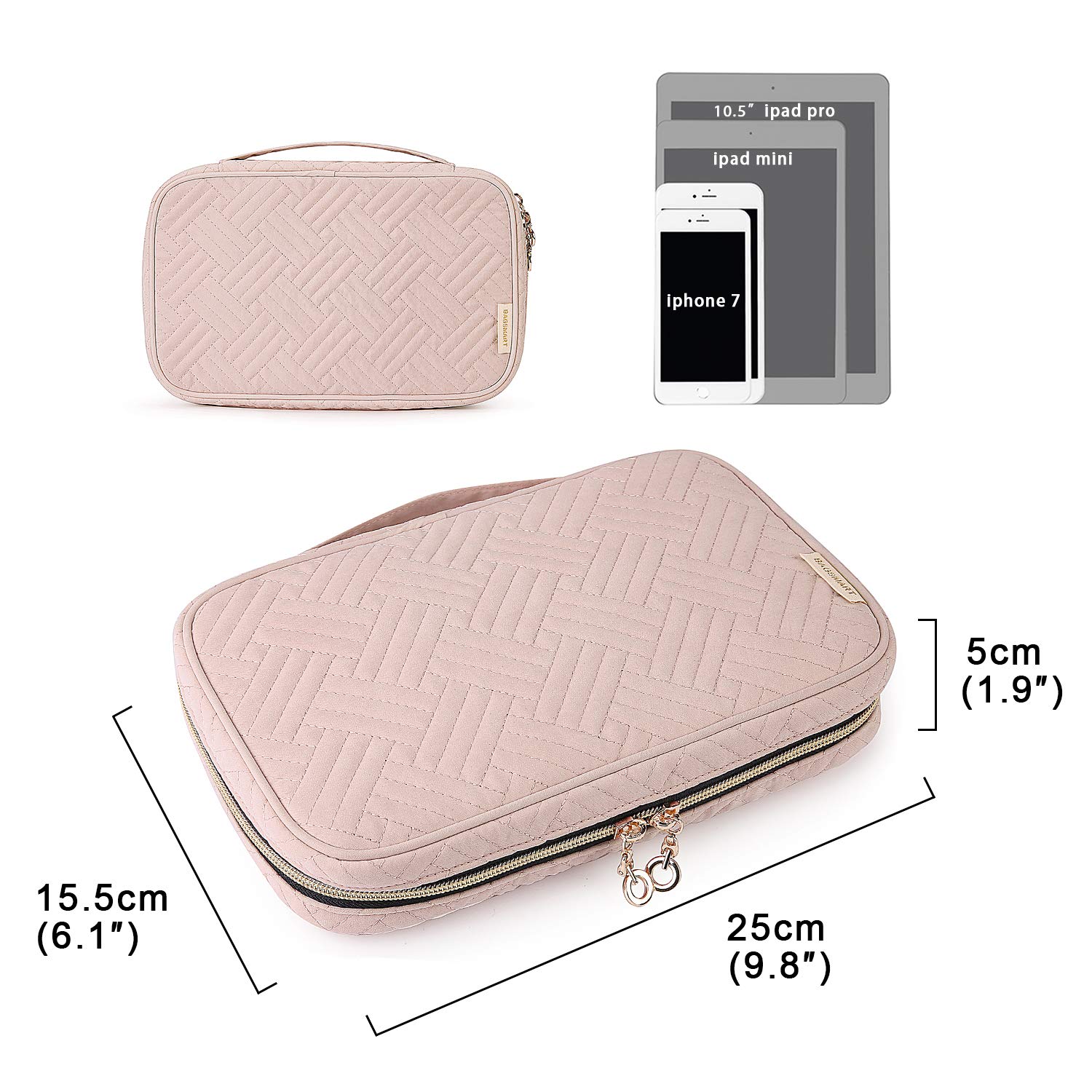 BAGSMART Jewelry Organizer Case Box Travel Jewelry Storage Bag for Earrings, Journey-Rings, Necklaces, Bracelets, Brooches, Medium Size, Soft Pink