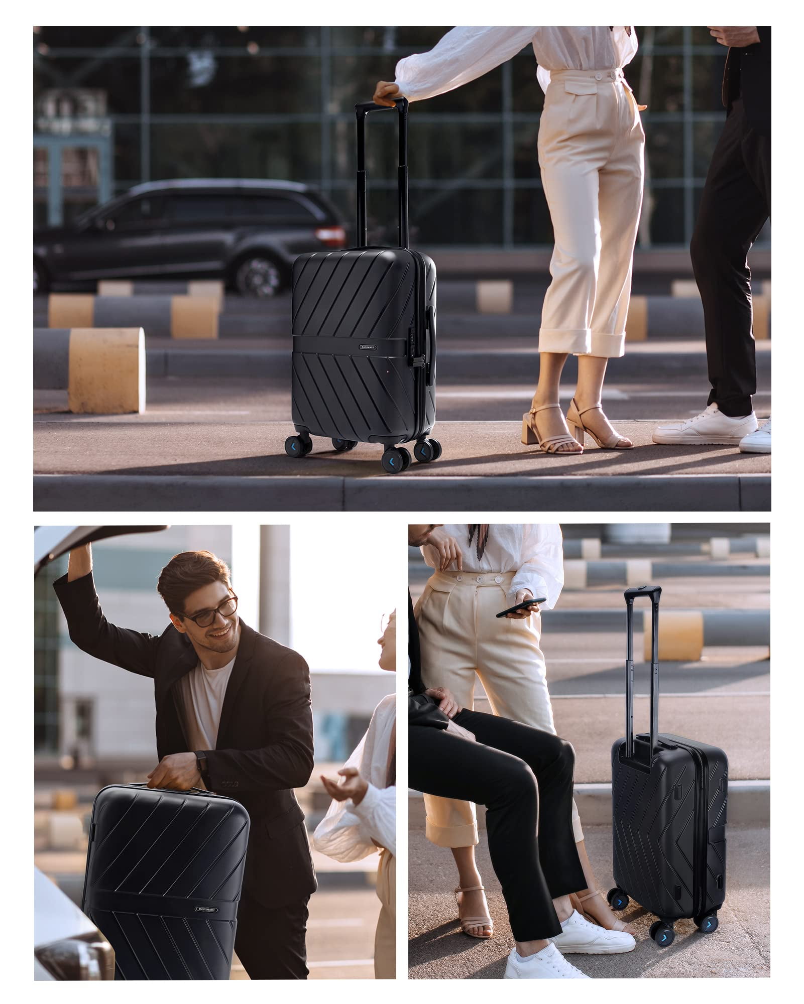 BAGSMART Hardside Carry On Luggage Suitcase, 22