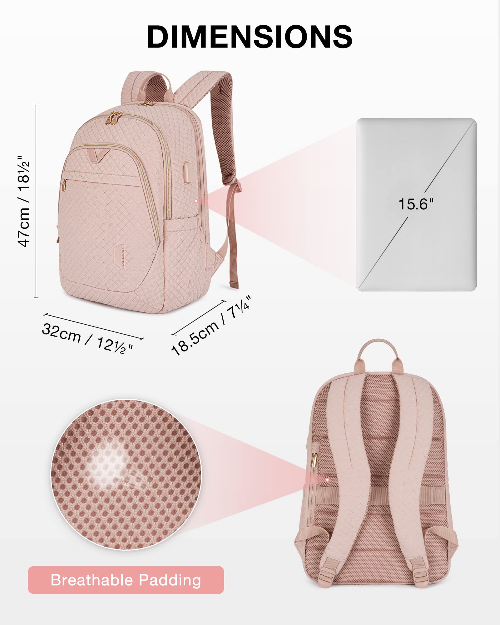 BAGSMART Travel Laptop Backpack, 18.5